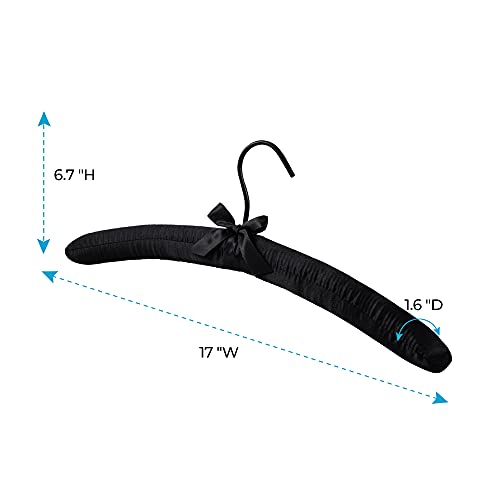 Js Hanger JS-EB01-BL Padded Hanger For Sweaters - 17 Inch Extra Large Heavy Duty Satin Covered Coat Hangers No Shoulder Bump thumb #4