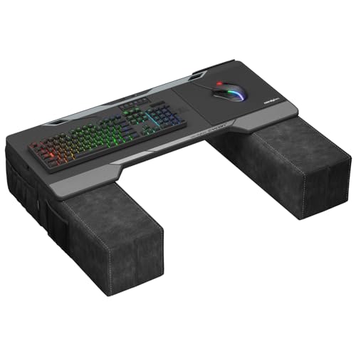 Couchmaster CYCON³ Black HORIZONLIGHT Bar - Escritorio ergonómico para sofá y Cama - Hub USB y lapdesk Gaming - Grande y Estable (para PC, PS4/5, Xbox One/Serie X, Ordenadores portátiles)