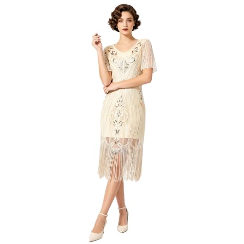 Vestido con lentejuelas de alta costura inspirado en los años 20 para cocteles