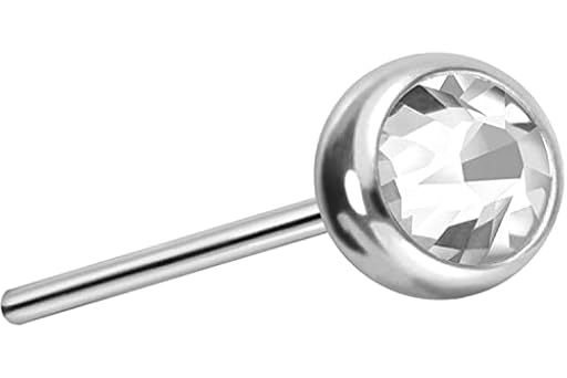 PIERCINGLINE Piercing de titanio con bola de empuje y cristal para oreja, tragus labio, nariz, medusa, color y tamaños a elegir, Titanio | Ya disponible en tu tienda friki favorita! En mundofriki.es!