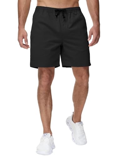 Yundobop Men's Casual 7 Inch Shorts Twill Drawstring Summer Beach Stretch Golf Shorts with Zipper Pockets2