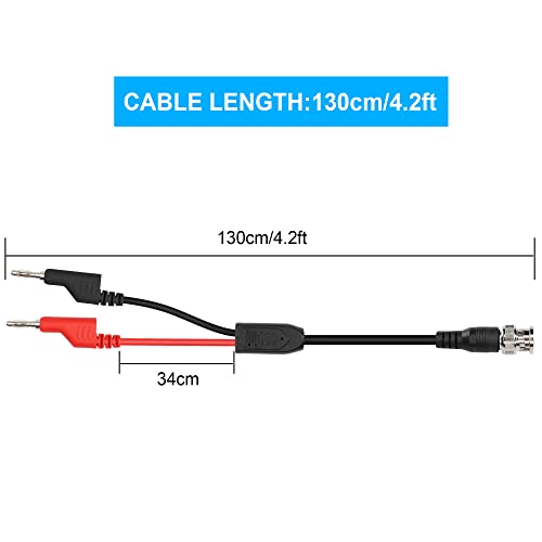 Image of 4.2Ft BNC Male to Stackable Dual Banana Plug Test Lead Coaxial Cable for Oscilloscope