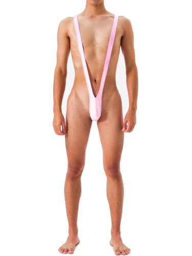 Moily Mens Glossy Thong V-Shaped Suspender Bodysuit Underwear Deep V Neck Mankini Swimsuit3