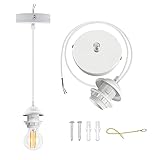FEYAIM Industrial Mini Pendant Light Kit 2 Pack E27 Ceiling Hanging Light Fixtures Vintage Lamp Hold