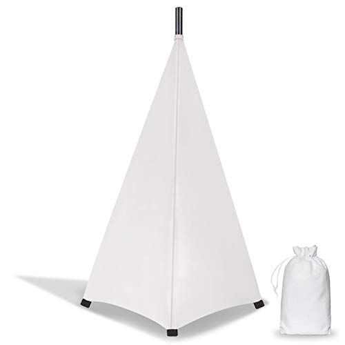 Dofilachy Housse pour pieds d’enceinte，Toile pour pieds de haut-parleurs en élasthanne extensible，housse pour trépied，éclairage avec sac de voyage gratuit，idéal DJ mobiles (Blanc 1 pièce)