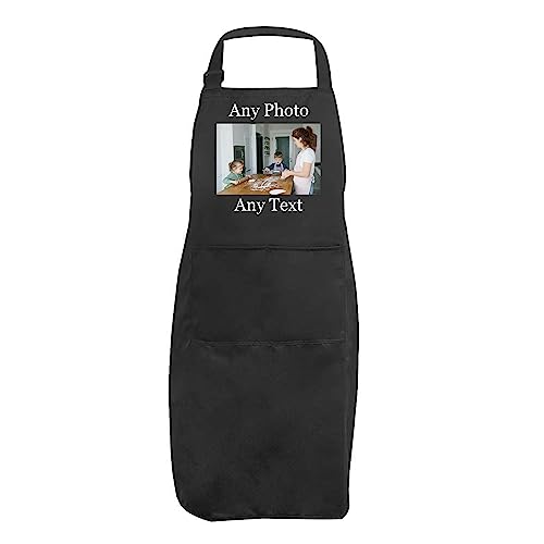 PB TECH Personalised Apron Custom Printed Logo Any Text Photo Customise for Home Kitchen Restaurant Coffee house Apron Gift.