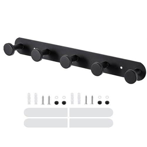 1 ピース/2 ピースブラックコートフック粘着フックレールヘビーデューティ壁浴室寝室リビングルームドア壁