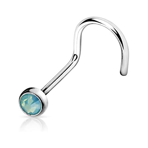 PiercedOff Tornillo de Nariz de Opalita de Presión Plana Cover