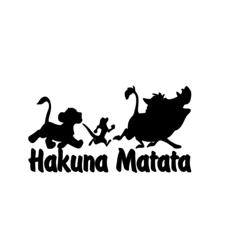 Pegatina vinilo Hakuna Matata para coche, moto, furgoneta, camion. Sugar Races Customs (Negro, 18)