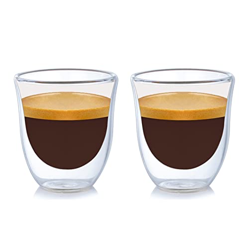 OJA Doppelwandige Espressotassen Aus Borosilikatglas – 4er Set, 153 Ml, Mikrowellen- & Spülmaschinengeeignet