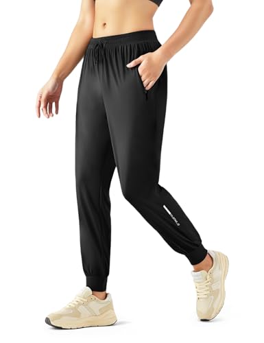 Image of Venzina Women's Lightweight Quick-Dry Icy Cool Straight Pants with Ankle Print, Athletic Breathable 4-Way Stretch Trousers for Gym, Running, Yoga & Casual Wear M-XXL