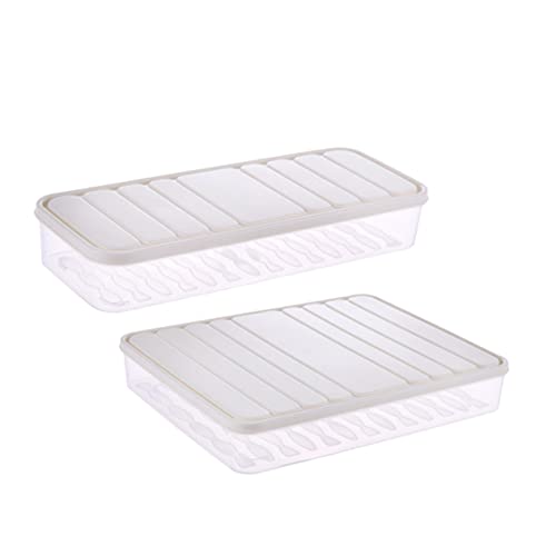 Mobestech 2 Piezas Contenedor de Almacenamiento de Alimentos de Plástico con Tapa Juego de Caja Sellada para Refrigerador para Verduras y Snacks Blanco Grande y Pequeño
