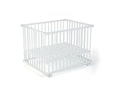 GEUTHER Laufstall Belami Plus| Baby Laufgitter Holz | TÜV geprüft | faltbar & zerlegbar | sicherer Laufstall für Babys (weiß, 76 x 97 cm)
