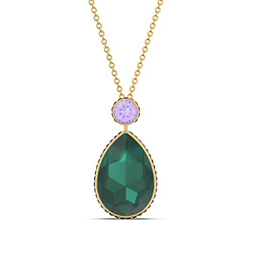 Swarovski Orbita Pendant Necklace, Dual-Sided Green And Lilac Drop-Cut Crystals With A Gold-Tone Finish Chain, Part Of The Swarovski Orbita Collection #TOP1