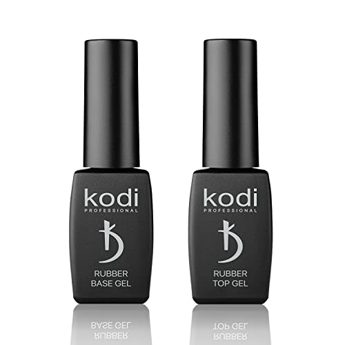 Professional Rubber Top & Base Gel Set By Kodi | 8ml 0.27 oz| Soak Off, Polish Fingernails Coat Kit | For Long Lasting Nails Layer | Easy To Use, Non-Toxic & Scentless | Cure Under LED Or UV Lamp