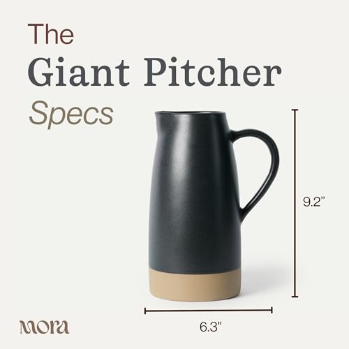 Mora Ceramic Giant Water Pitcher with Handle, 55oz Stoneware Jug Carafe for Drinks, Juice, Flowers etc - Microwave and Dishwasher Safe - Liquorice by MORA CERAMICS HIT PAUSE - Used condition - Image 2