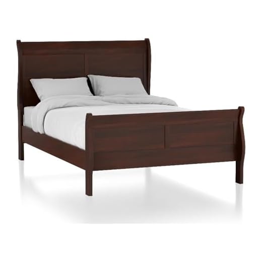 Furniture of America Jussy Transitional Solid Wood Queen Sleigh Bed in Cherry