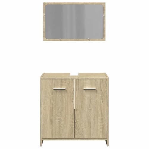 Muebles de baño de 2 piezas modernos en madera de roble Sonoma 5