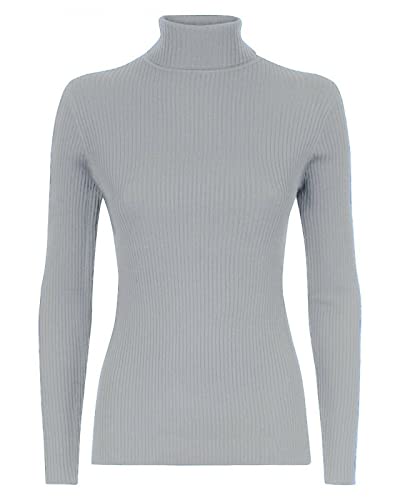 Image of VEARZ® Womens Turtle HIGH Neck Jumper ! Ladies Long Sleeves Polo ROLL Neck Tops Ribbed Stretchy Pull Over Sweater Plus Size Grey