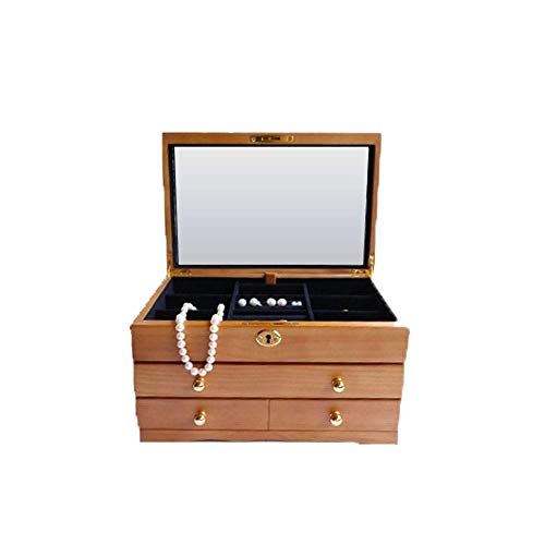 Boîte de rangement de bijoux en bois rétro pour collier et bague