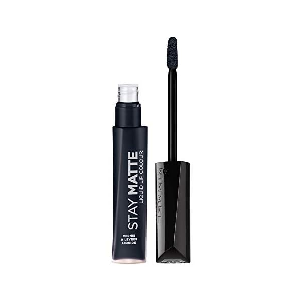 Rimmel London Stay Matte Liquid Lip Color with Full Coverage Kiss-Proof Waterproof Matte Lipstick Formula that Lasts 12 Hours - 840 Pitch Black, .21oz