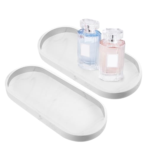 UICCVOKK 2 Stück Marmor Tablett, Badezimmer Deko, Badezimmer Tablett, Dekotablett für Bad Waschtisch Arbeitsplatte Handtuch Kerzen Seife Schmuck