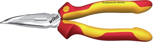 Preisvergleich Produktbild Wiha Flachrundzange Professional electric mit Schneide gebogene Form, ca. 40° Zuführen leicht gemacht 200 mm Elektrikerzange, VDE geprüft (26729)