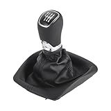 INFINAUTO 6-Gang-Schaltknauf mit Abdeckung, Schaltknauf für Getriebestange für Skoda Octavia 2004-2013 Kunststoff-Kunstleder Schwarz Chrom, 1 Stück