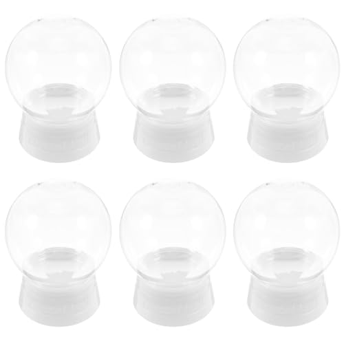 STOBAZA 6 Stück DIY Schneekugel Bastelset 100mm Leere Schneekugel Basteln, Sockel weiß mit Glaskugel, Befüllbare Display Kugeln - Schneekugel Selber Machen