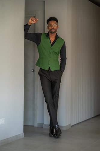 Coofandy Men Lightweight Suit Vest Tweed Vest For Business Wedding Part Prom Army Green Xl thumb #3
