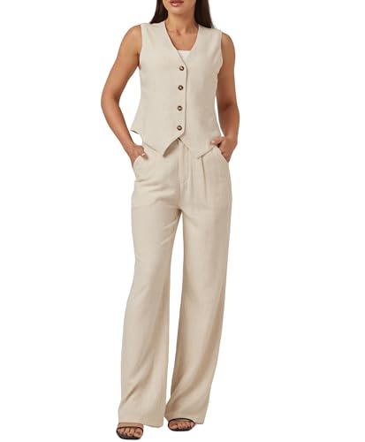 zsangbee Womens Linen Pants Summer Dressy Beach Wide Leg Linen Trouser Work Business Casual Slacks3