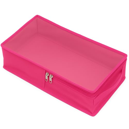 Image of Under Bed Shoe Storage Organizer Box with Clear Plastic Zippered Cover | Large Durable Rexine Travel Shoe Bag for Men & Women | Pack of 12 | Shoes,Slippers & Sports Footwear Storage (Pink)