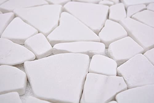 MOS44-0102 - Piastrella da parete in marmo naturale poligonale, colore: Bianco