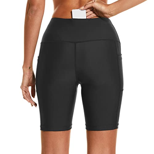 Image of HODOSPORTS Women's 3'' /5'' /7'' /9'' /12'' Swim Board Shorts UPF50+ High Waisted Quick Dry Swimsuit Bottoms with Pockets Liner