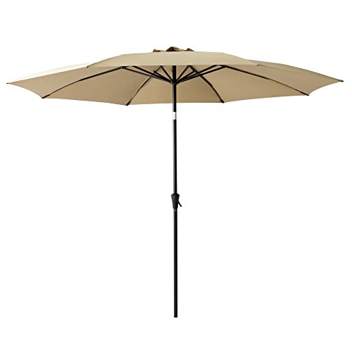 FLAME&SHADE 11 ft Outdoor Patio Umbrella with Tilt - Beige