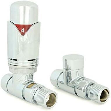 Realm Thermostatic Radiator Valve Set - Chrome Radiator Valves inc. Straight TRV & Lockshield