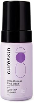 Cureskin Deep Cleanse Salicylic Acid Face Wash for Oily Skin | Salicylic Acid Foaming Face Wash for Men and Women, 3.38 fl oz (Pack of 1)