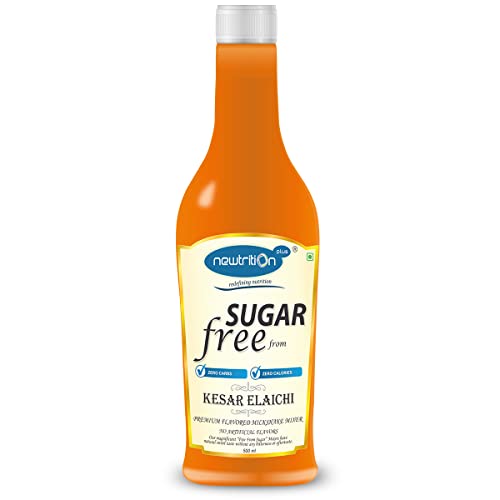 newtrition plus redefining nutrition - Sugar Free Kesar Elaichi Milkshake Mixer Syrups, Zero Calorie, Zero Carbs, Vegan, Gluten Free, Liquid - 1 Count