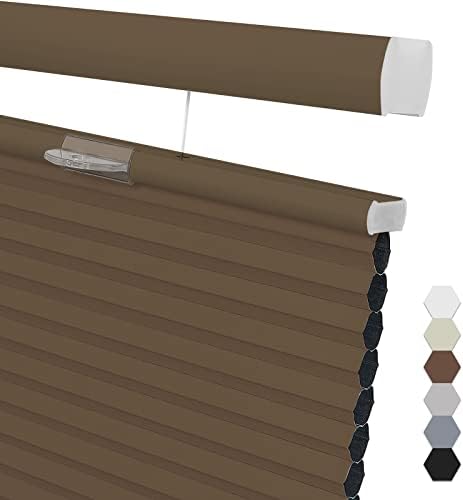 Pasoun Custom Size Top Down Bottom Up Cellular Shades Blackout Cordless Up Down Honeycomb Window Blinds & Shades Insulating Shades for Home Living Room Bedroom Kitchen Nursery Office(Brown)