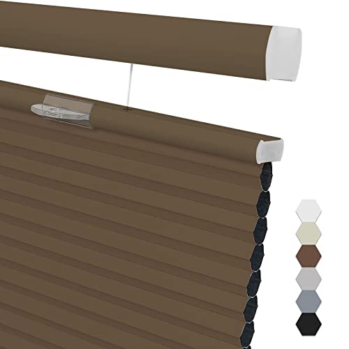 Pasoun Custom Size Top Down Bottom Up Cellular Shades Blackout Cordless Up Down Honeycomb Window Blinds & Shades Insulating Shades For Home Living Room Bedroom Kitchen Nursery Office(Brown) #TOP14