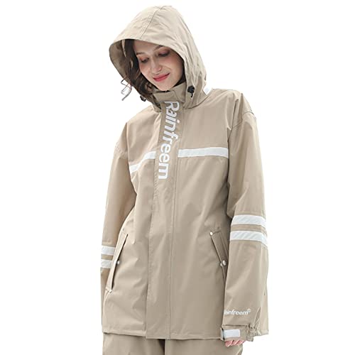 SJASD Traje de Lluvia para Moto para Hombres y Mujer Impermeable Chaqueta para Ciclismo Ropa Traje para Motocicleta con Capucha Extraíble Abrigo A Prueba De Lluvia Reflectante Ponchos