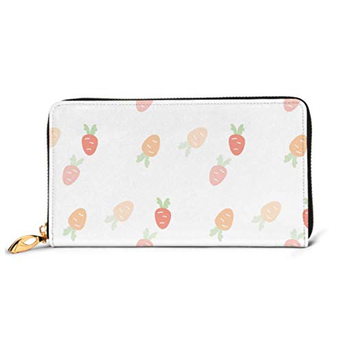 Preisvergleich Produktbild JHGFG Mode Handtasche Reißverschluss Brieftasche Muster Karotten auf weißem Telefon Kupplung Geldbörse Abendkupplung Blockieren Leder Brieftasche Multi Card Organizer
