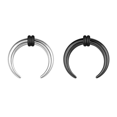 ZS 2Pcs Pincher Tapers Septum Rings, 2G 4G 6G 8G 10G 14G 16G Buffalo Horseshoe Stretcher Expander Piercing for Stretching Pierced Nose Ear Gauge for Women Men