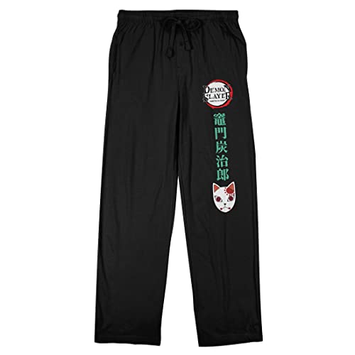 Demon Slayer Tanjiro Mask Men's Black Sleep Pajama Pants