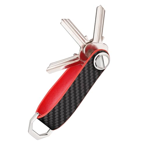 T-carbon Key Organizer, Carbon Fiber & Leather Compact Key Holder,