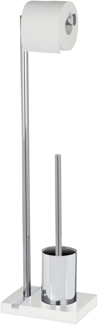 Wenko 204601000 Toilet Brush/Toilet Roll Stand 20 x 74 x 15 cm Polyresin/Chrome Noble Black