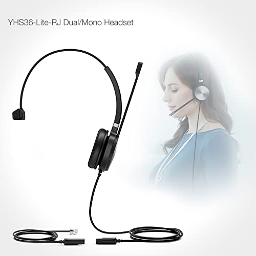 Yealink Phone Headsets For Office Phones Yhs36 Qd To Rj9 Wired Headset Compatible With Poly Avaya Snom Grandstream Phones Desk Landline Voip Headset With Microphone -Mono/124G/2.1M Cable #TOP1