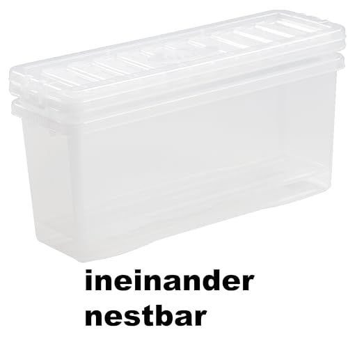 #11 AUFBEWAHRUNGSBOX - für 36 DVDs - Aufbewahrungsbox mit Deckel 1 Stück - 60x20x25cm - transparent klar - stapelbar - Kunststoff Box Stapelkiste Unterbettkommode Büro