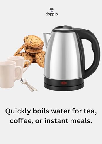 Image of Doppio Electric Kettle 2 Litre - Stainless Steel Hot Water Boiler with Auto Shut-Off & Boil-Dry Protection | Fast Heating Electric Tea & Coffee Maker for Home, Office & Kitchen Use