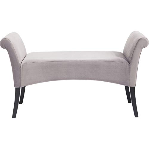 Kare Design Bank Motley Velvet, gepolsterte Sitzbank mit Samt Bezug, Beine aus Buchenholz, 45cm Sitzhöhe, Sitzgelegenheit, Sitzbank Flur, Hockerbank, Grau, 62x107x38cm